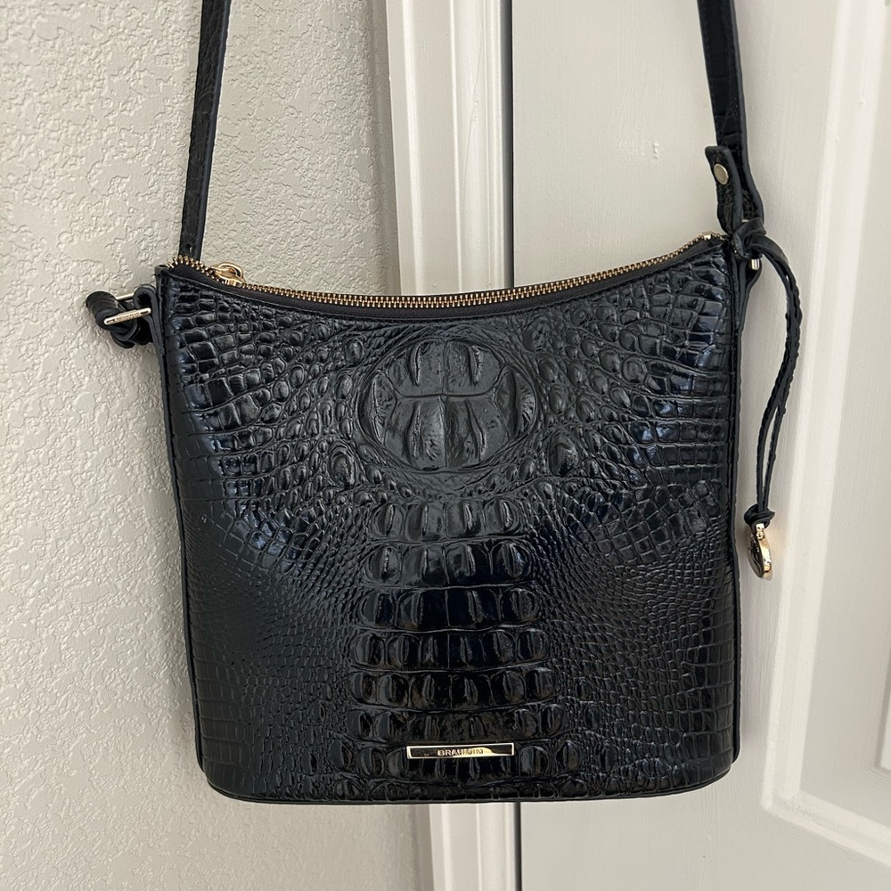 BRAHMIN - Melbourne Collection, Katie Leather Crocodile-Embossed Crossbody Bag